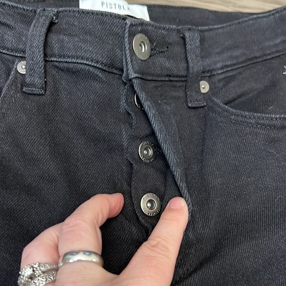 PISTOLA HIGH RISE BUTTON FLY BLACK JEANS WITH EMBROIDERED STARS 26 - Picture 5 of 16